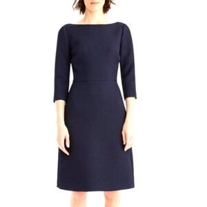 J. Crew Black Boat-neck Dress 3/4 sleeves matlasse size 6 Petite